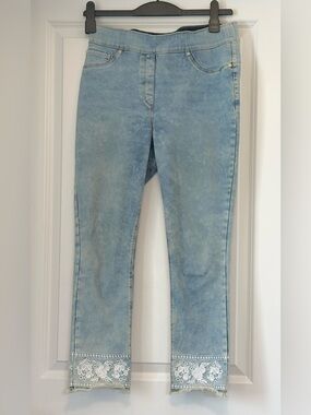 LUXE DENIM Jean 360 Crop Pantacourt 4 Way Stretch Sz M 10-12